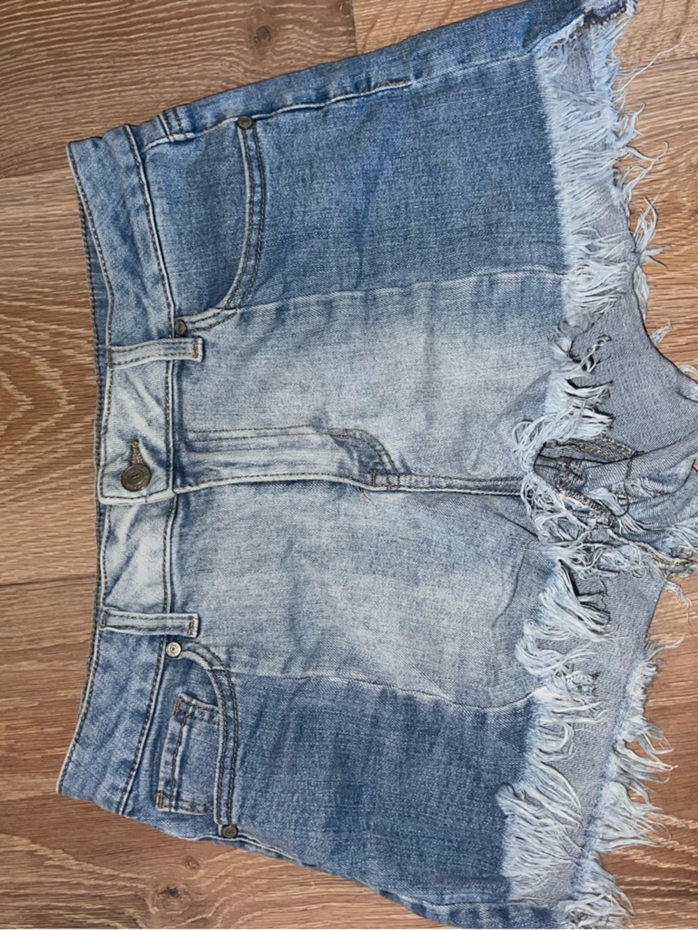 Altar'd State Light Blue Denim Skirt with Contrast Stitching